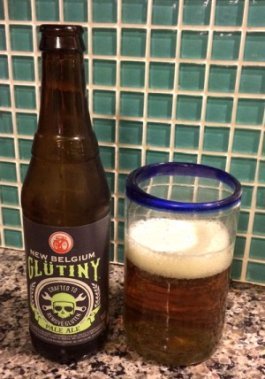 New Belgium Glutiny Gluten free Pale ale bottle and glass