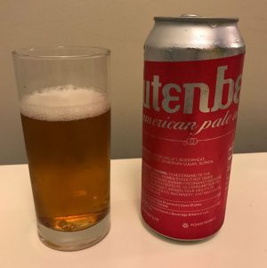 Glutenberg American Pale Ale poured glass and Can